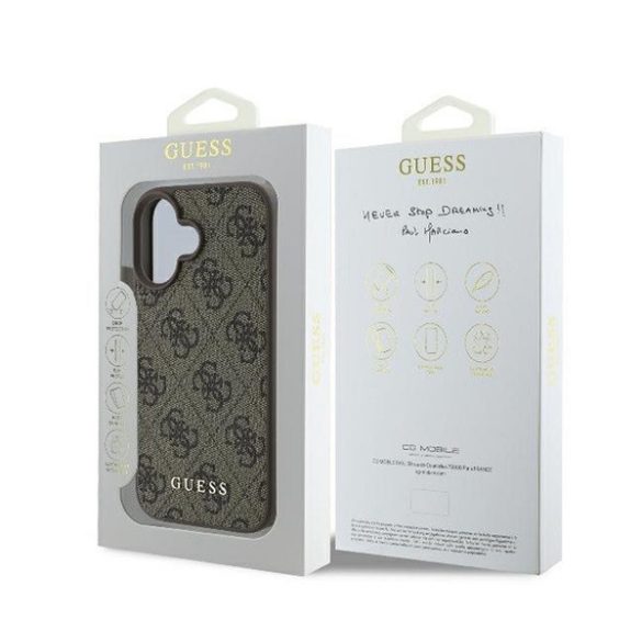 Guess 4G Classic Apple iPhone 16 Plus hátlap tok, barna