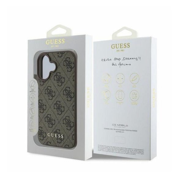 Guess 4G Classic Apple iPhone 16 hátlap tok, barna