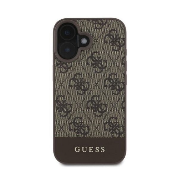 Guess 4G Bottom Stripe Apple iPhone 16 hátlap tok, barna