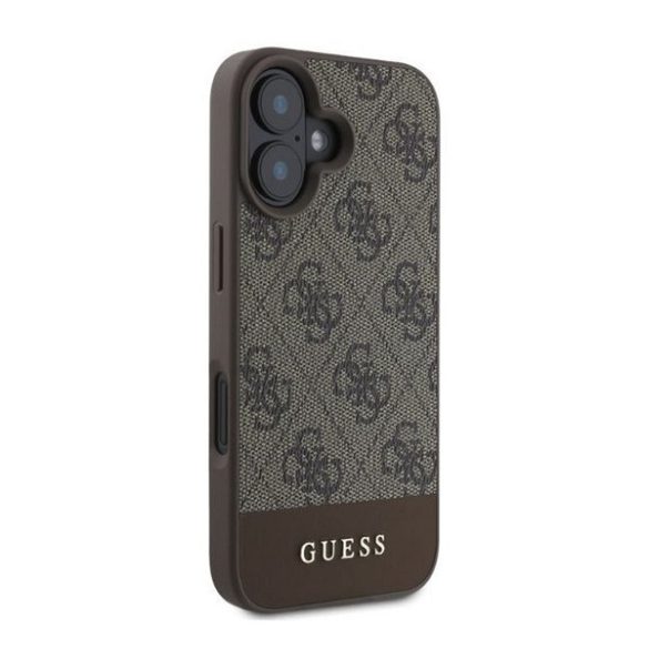 Guess 4G Bottom Stripe Apple iPhone 16 hátlap tok, barna