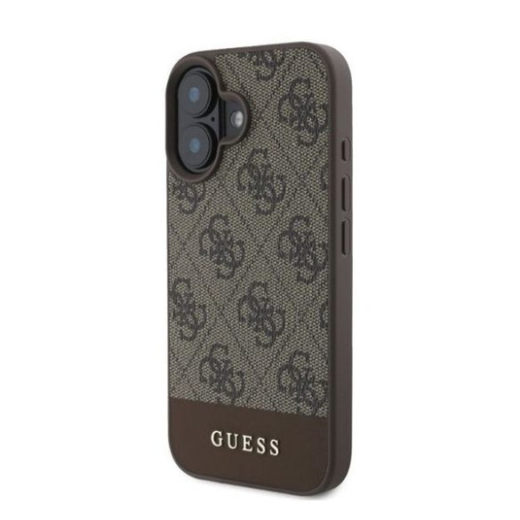 Guess 4G Bottom Stripe Apple iPhone 16 hátlap tok, barna