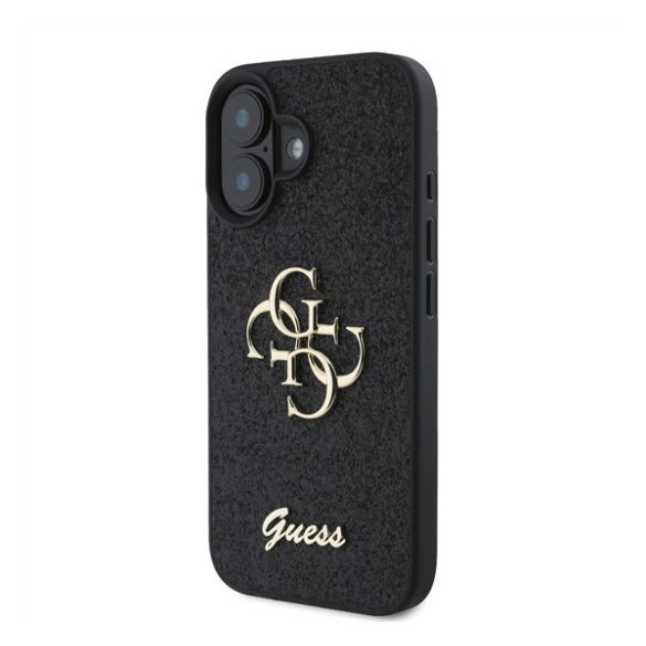 Guess Fixed Glitter Big 4G Apple iPhone 16 hátlap tok, fekete