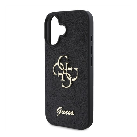 Guess Fixed Glitter Big 4G Apple iPhone 16 hátlap tok, fekete