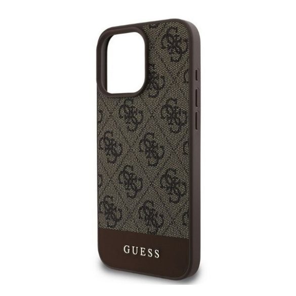 Guess 4G Bottom Stripe Apple iPhone 16 Pro Max hátlap tok, barna