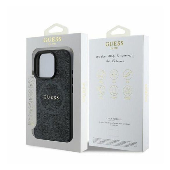 Guess 4G Ring Classic Logo Apple iPhone 16 Pro hátlap tok, fekete