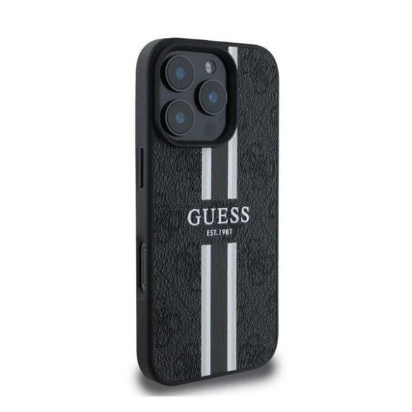 Guess 4G Printed Stripes MagSafe Apple iPhone 16 Pro hátlap tok, fekete