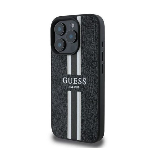 Guess 4G Printed Stripes MagSafe Apple iPhone 16 Pro hátlap tok, fekete