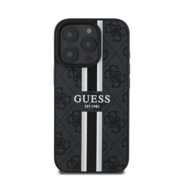 Guess 4G Printed Stripes MagSafe Apple iPhone 16 Pro hátlap tok, fekete