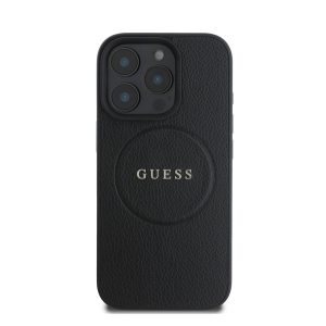 Guess PU Grained Classic Logo MagSafe Apple iPhone 16 Pro MagSafe kompatibilis hátlap tok, fekete