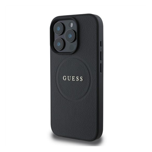 Guess PU Grained Classic Logo MagSafe Apple iPhone 16 Pro MagSafe kompatibilis hátlap tok, fekete