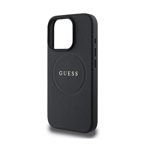 Guess PU Grained Classic Logo MagSafe Apple iPhone 16 Pro MagSafe kompatibilis hátlap tok, fekete