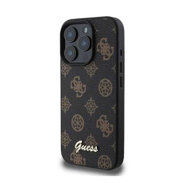 Guess Peony Script Apple iPhone 16 Pro MagSafe kompatibilis hátlap tok, fekete