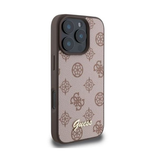 Guess Peony Script Apple iPhone 16 Pro MagSafe kompatibilis hátlap tok, barna