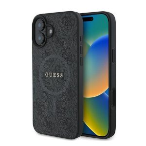 Guess 4G Ring Classic Logo Apple iPhone 16 Plus hátlap tok, fekete