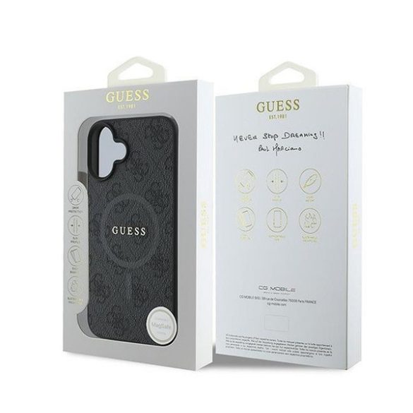 Guess 4G Ring Classic Logo Apple iPhone 16 Plus hátlap tok, fekete