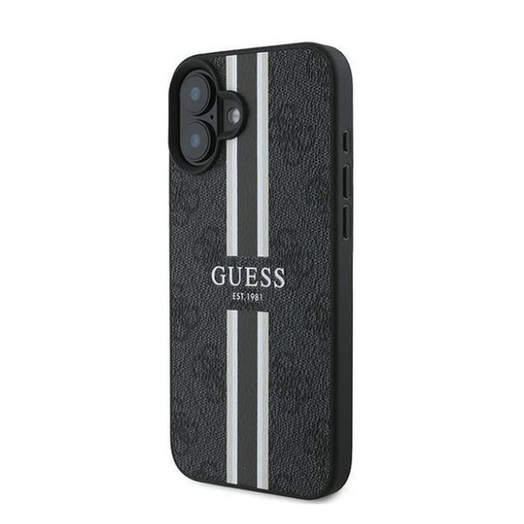 Guess 4G Printed Stripes MagSafe Apple iPhone 16 Plus hátlap tok, fekete