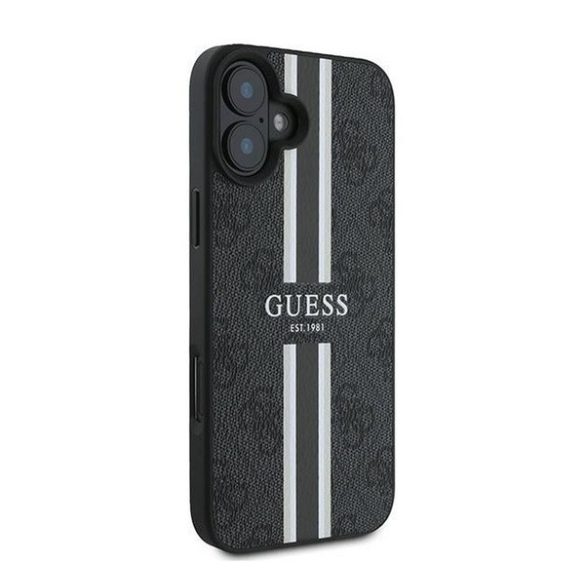 Guess 4G Printed Stripes MagSafe Apple iPhone 16 Plus hátlap tok, fekete