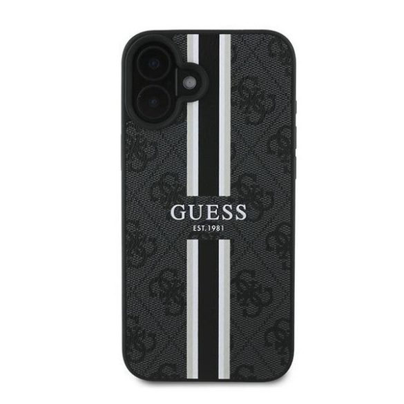 Guess 4G Printed Stripes MagSafe Apple iPhone 16 Plus hátlap tok, fekete