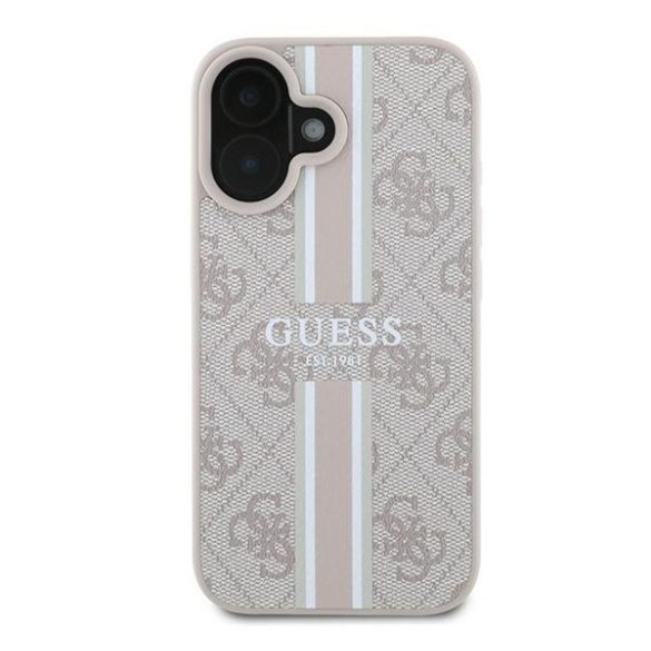 Guess 4G Printed Stripes MagSafe Apple iPhone 16 Plus hátlap tok, rózsaszín