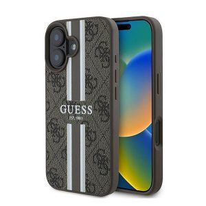 Guess 4G Printed Stripes MagSafe Apple iPhone 16 Plus hátlap tok, barna