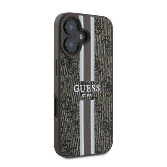 Guess 4G Printed Stripes MagSafe Apple iPhone 16 Plus hátlap tok, barna