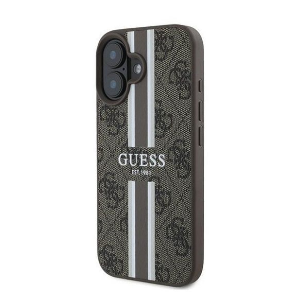 Guess 4G Printed Stripes MagSafe Apple iPhone 16 Plus hátlap tok, barna