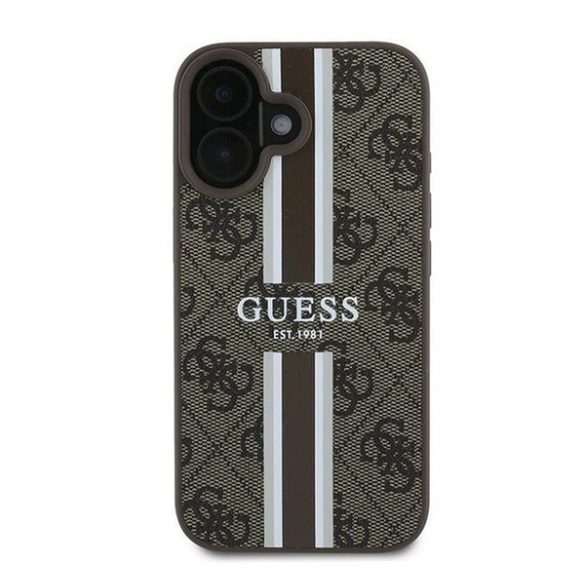 Guess 4G Printed Stripes MagSafe Apple iPhone 16 Plus hátlap tok, barna