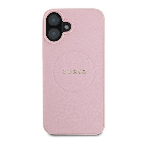 Guess PU Grained Classic Logo MagSafe Apple iPhone 16 Plus MagSafe kompatibilis hátlap tok, rózsaszín