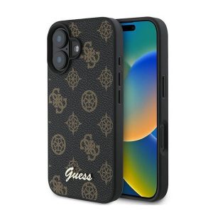 Guess Peony Script Apple iPhone 16 Plus MagSafe kompatibilis tok, fekete