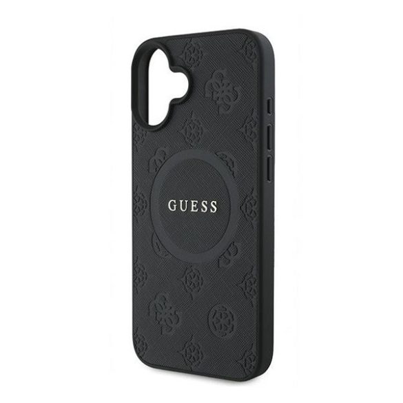 Guess Saffiano Peony Classic Logo Apple iPhone 16 Plus Magsafe kompatibilis hátlap tok, fekete