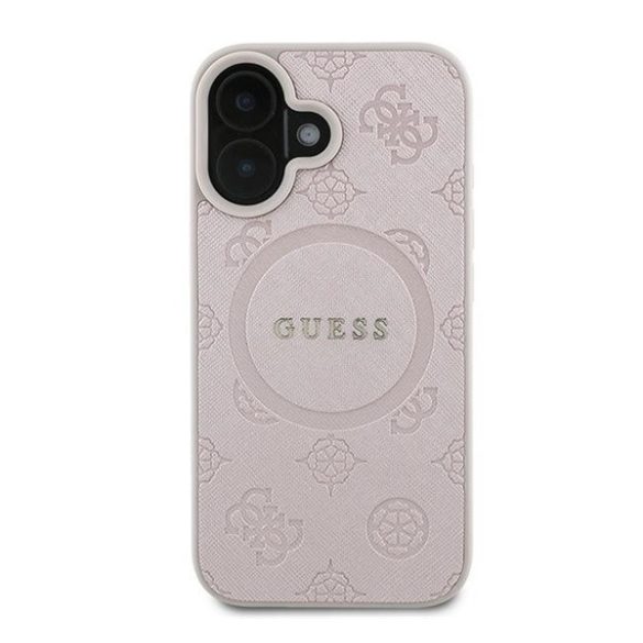 Guess Saffiano Peony Classic Logo Apple iPhone 16 Plus Magsafe kompatibilis hátlap tok, rózsaszín