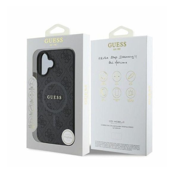 Guess 4G Ring Classic Logo Apple iPhone 16 hátlap tok, fekete