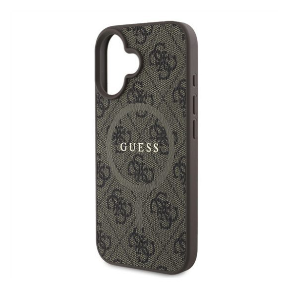 Guess 4G Ring Classic Logo Apple iPhone 16 hátlap tok, barna