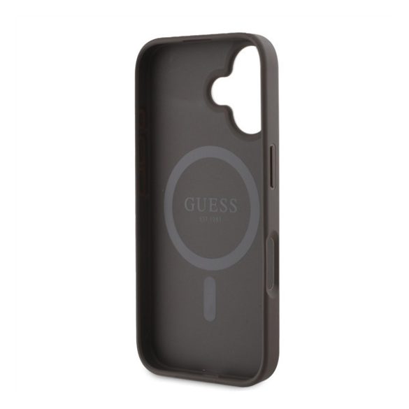 Guess 4G Ring Classic Logo Apple iPhone 16 hátlap tok, barna