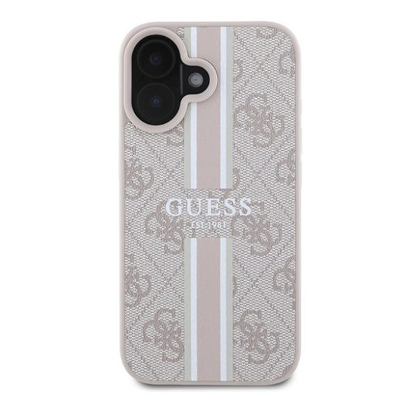 Guess 4G Printed Stripes MagSafe Apple iPhone 16 hátlap tok, rózsaszín