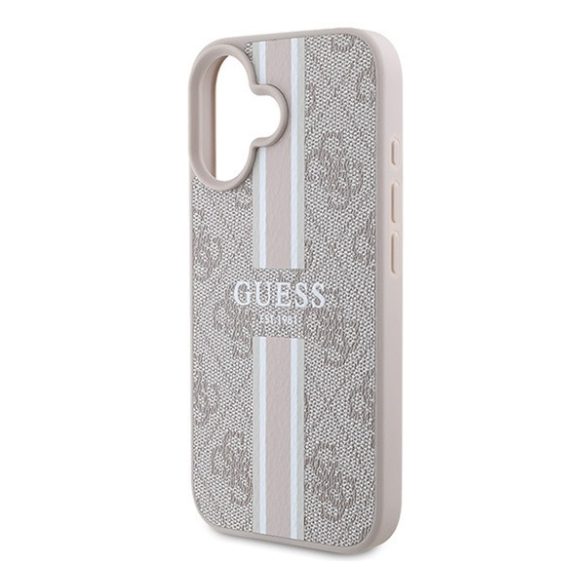 Guess 4G Printed Stripes MagSafe Apple iPhone 16 hátlap tok, rózsaszín