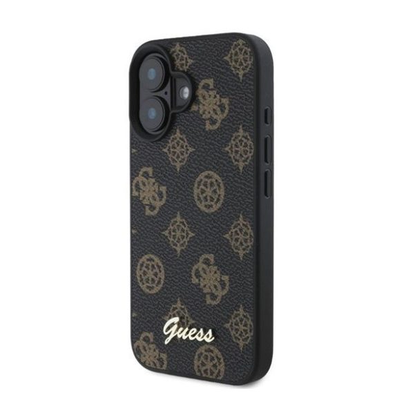 Guess Peony Script Apple iPhone 16 MagSafe kompatibilis hátlap tok, fekete