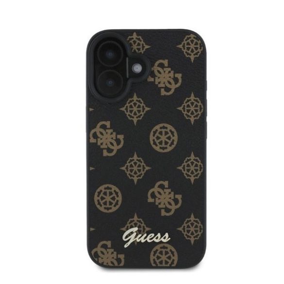 Guess Peony Script Apple iPhone 16 MagSafe kompatibilis hátlap tok, fekete