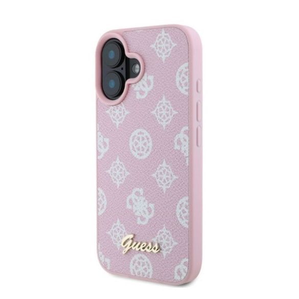 Guess Peony Script Apple iPhone 16 MagSafe kompatibilis hátlap tol, rózsaszín