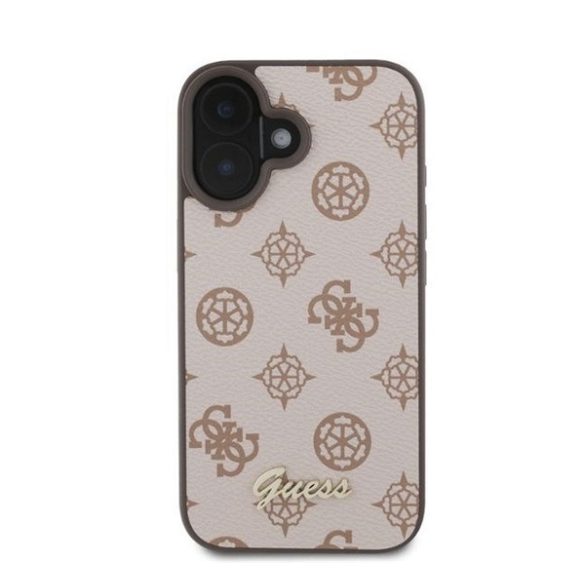 Guess Peony Script Apple iPhone 16 MagSafe kompatibilis hátlap tok, barna