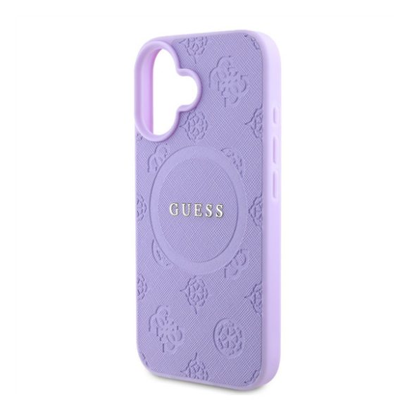 Guess Saffiano Peony Classic Logo Apple iPhone 16 Magsafe kompatibilis hátlap tok, lila