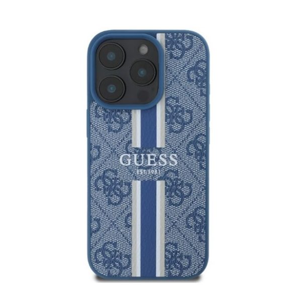 Guess 4G Printed Stripes MagSafe Apple iPhone 16 Pro Max hátlap tok, kék