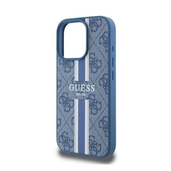 Guess 4G Printed Stripes MagSafe Apple iPhone 16 Pro Max hátlap tok, kék