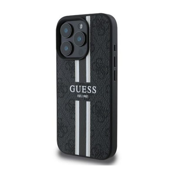 Guess 4G Printed Stripes MagSafe Apple iPhone 16 Pro Max hátlap tok, fekete