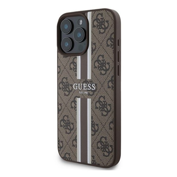 Guess 4G Printed Stripes MagSafe Apple iPhone 16 Pro Max hátlap tok, barna