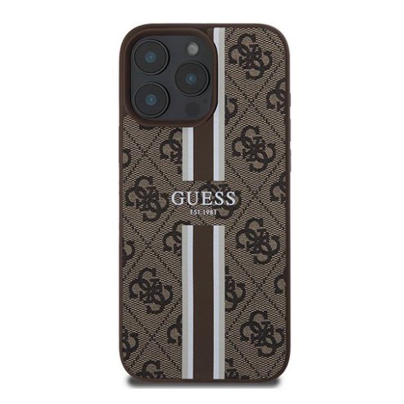 Guess 4G Printed Stripes MagSafe Apple iPhone 16 Pro Max hátlap tok, barna