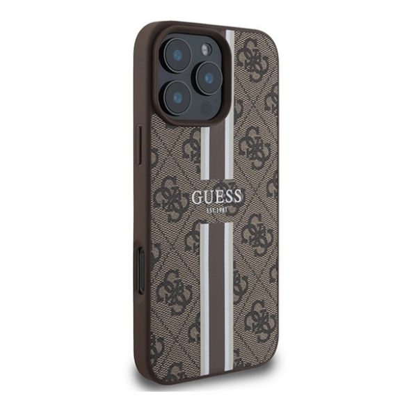 Guess 4G Printed Stripes MagSafe Apple iPhone 16 Pro Max hátlap tok, barna