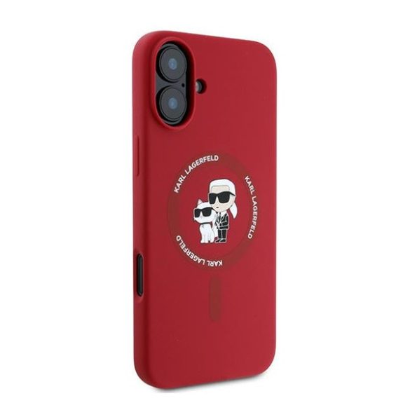 Karl Lagerfeld Silicone KC Heads Ring Apple iPhone 16 Plus hátlap tok, piros