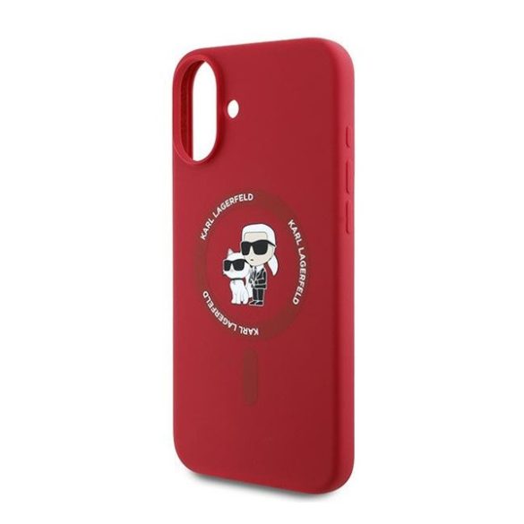 Karl Lagerfeld Silicone KC Heads Ring Apple iPhone 16 Plus hátlap tok, piros