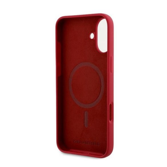 Karl Lagerfeld Silicone KC Heads Ring Apple iPhone 16 Plus hátlap tok, piros